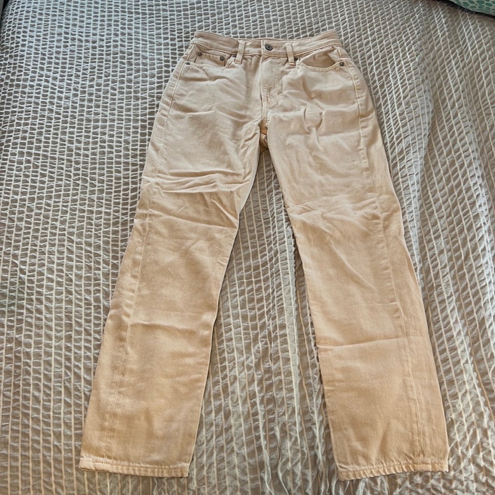 Cream AE Stretch Mom Jean